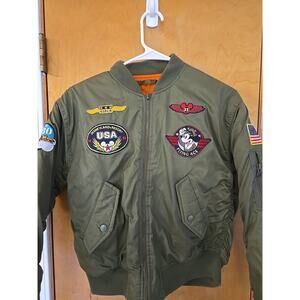 Disneyland Resort Mickey Jacket Flying Ace Size L Reversible Bomber Boys Vintage